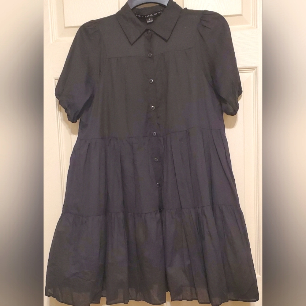 HYFVE Not your girl tiered button up mini dress. Size S